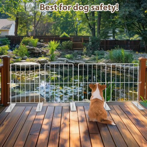 PINPON 17" Metal Freestanding Pet Gate, 4-Panel Expandable Dog Gate Fence (10.6"-49"), Tool-Free Setup, Indoor/Outdoor Barrier for Small Dogs, Multi-Pack for Unlimited Extension in Kuwait