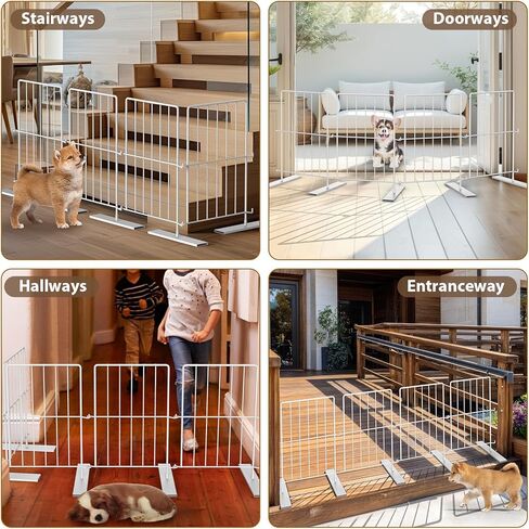 PINPON 17" Metal Freestanding Pet Gate, 4-Panel Expandable Dog Gate Fence (10.6"-49"), Tool-Free Setup, Indoor/Outdoor Barrier for Small Dogs, Multi-Pack for Unlimited Extension in Kuwait