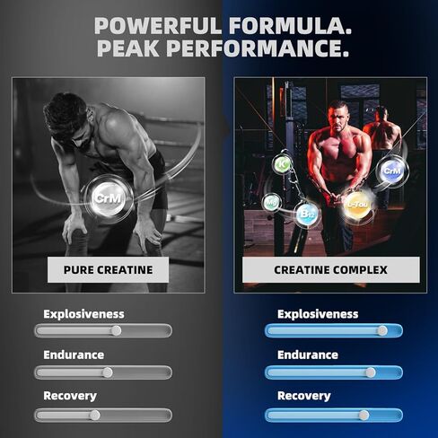 علكات الكرياتين مونوهيدرات، مركب 9000 مجم للرجال والنساء، علكات ما قبل التمرين مع BCAA، إل-كارنيتين، توراين وفيتامين ب12 لتعزيز القوة والطاقة ونمو العضلات، 0 سكر، نباتي - 120 قطعة in Saudi Arabia