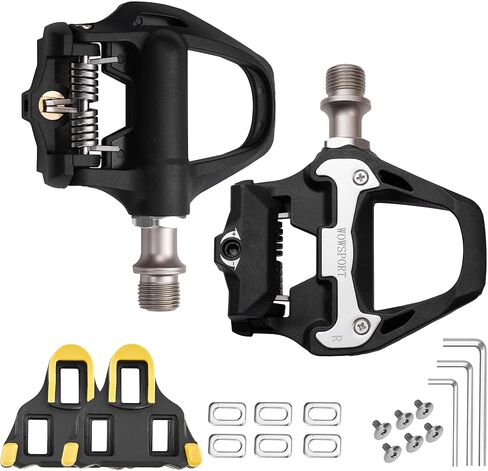WOWSPORT Road Bike Pedals - Lightweight Clipless Pedals with Nylon Composite & Chromoly Spindle Easy Install for Road & Indoor Cycling in Kuwait