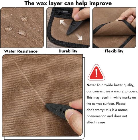 Knife Roll with Leather Straps and Metal Buckles, Double Layer Waxed Canvas Knife Bag, Large Chef Knife Bag with Handle and Shoulder Strap in Kuwait