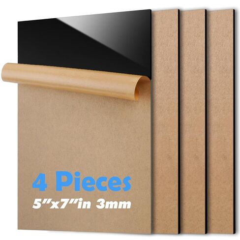 4 Pack Black 5" x 7" plexiglass Sheets 1/8" (3mm) Thick Cast Acrylic Sheets with Protective Film for DIY Crafts, Laser,displays in Saudi Arabia