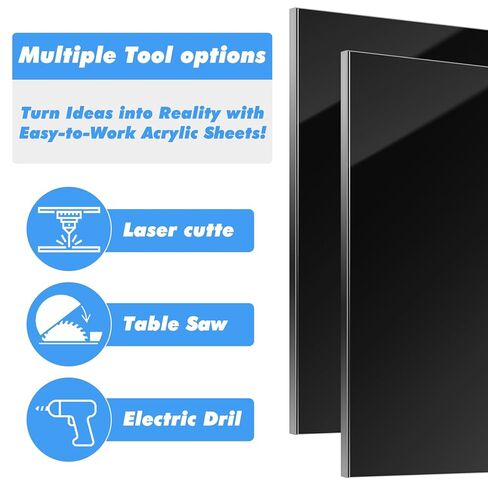 4 Pack Black 5" x 7" plexiglass Sheets 1/8" (3mm) Thick Cast Acrylic Sheets with Protective Film for DIY Crafts, Laser,displays in Saudi Arabia