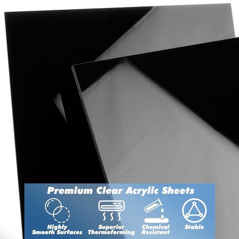 4 Pack Black 5" x 7" plexiglass Sheets 1/8" (3mm) Thick Cast Acrylic Sheets with Protective Film for DIY Crafts, Laser,displays in Saudi Arabia