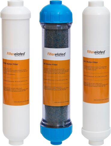 طقم مرشح RO/DI ثلاثي المراحل مكون من 3 قطع مع راتينج DI متغير اللون | رواسب PMB + فلاتر الكربون البديلة GAC | لأحواض السمك وخزان الشعاب المرجانية والزراعة المائية وأنظمة المياه النقية in Kuwait