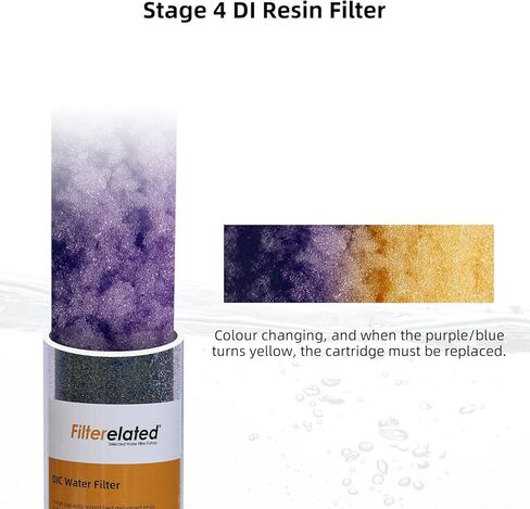 طقم مرشح RO/DI ثلاثي المراحل مكون من 3 قطع مع راتينج DI متغير اللون | رواسب PMB + فلاتر الكربون البديلة GAC | لأحواض السمك وخزان الشعاب المرجانية والزراعة المائية وأنظمة المياه النقية in Kuwait