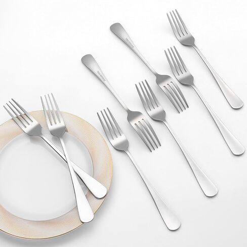 8 Pcs Dinner Forks Set, Food Grade Stainless Steel Forks Silverware, Metal Fork, Flatware Fork for Home, Kitchen or Restaurant, Mirror Polished, Dishwasher Safe, 8 Inches in Saudi Arabia
