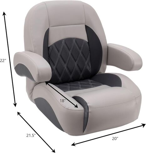 كرسي الكابتن العائم الفاخر منخفض الظهر من DeckMate - رمادي وفحمي in Kuwait