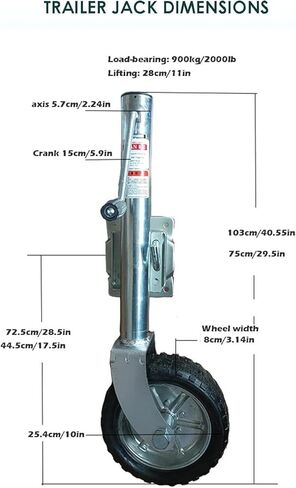 Heavy-Duty Bolt-On Swivel Jack - Lift Swivel Trailer Jack, Jockey Wheel Trailer Folding Support, Trailer Swivel Wheels, with 25.4Cm Wheels, 900Kg Telescopic Jo,2000lbs/900kg in Saudi Arabia