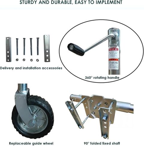 Heavy-Duty Bolt-On Swivel Jack - Lift Swivel Trailer Jack, Jockey Wheel Trailer Folding Support, Trailer Swivel Wheels, with 25.4Cm Wheels, 900Kg Telescopic Jo,2000lbs/900kg in Saudi Arabia