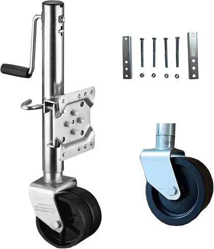Trailer Jack Wheel - Galvanized Steel Folding Guide Wheel Bracket, Heavy Duty Boat Trailer Jack, Bolt-On Swivel Tongue Jack, with 6'' Dual Wheels, 10" Lift, 15 in Saudi Arabia