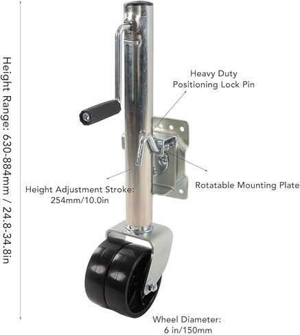 Trailer Jack Wheel - Bolt-On Swivel Tongue Jack, Boat Trailer Jack with Wheel, Trailer Jockey Wheel, Double Jockey Wheel,Folding Trailer Jockey Wheel, Heavy Du,150 kg in Saudi Arabia