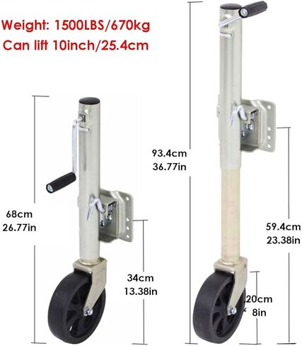 Bolt-On Swivel Tongue Jack - Trailer Jack Wheel - Lift Swivel Trailer Jack, Heavy Duty Trailer Jockey Wheel, Heavy Duty Swivel Mount, 20Cm Trailer Wheel, 670Kg,670kg/1500lbs in Saudi Arabia