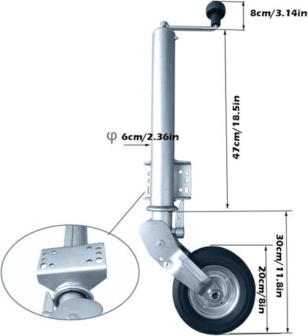 Lift Swivel Trailer Jack - Boat Trailer Jack, Heavy Duty Marine Swivel Trailer Jack, 60Mm Trailer Heavy Load, 440Kg, 8In Wheel Jockey Wheel Trailer, for Traile in Saudi Arabia