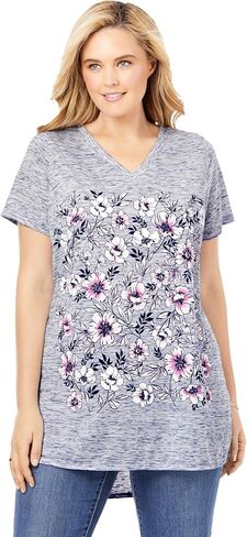 Woman Within Plus Size Marled V-Neck Tunic in Saudi Arabia