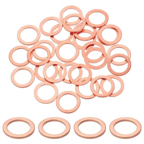 uxcell 75Pcs M14 Flat Washer Copper Washer Sealing Rings, 14mm ID 20mm OD 1.5mm Thickness Copper Crush Washers Metric Sealing Gasket for Plumbing Machinery Automotive in Saudi Arabia