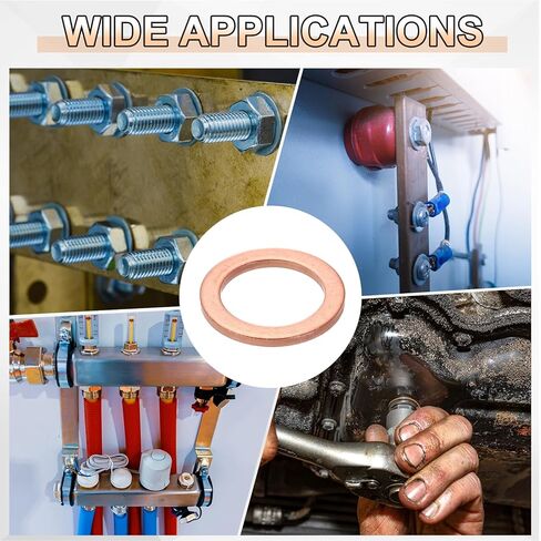 uxcell 75Pcs M14 Flat Washer Copper Washer Sealing Rings, 14mm ID 20mm OD 1.5mm Thickness Copper Crush Washers Metric Sealing Gasket for Plumbing Machinery Automotive in Saudi Arabia