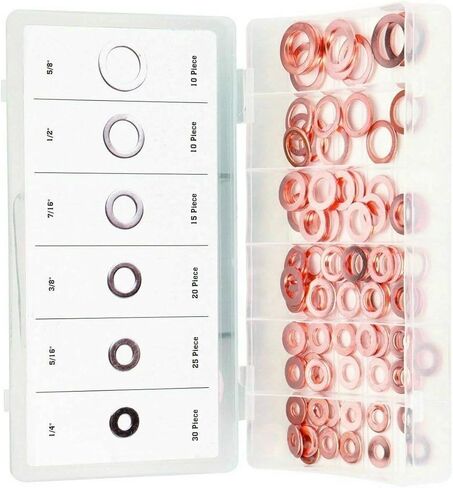 تشكيلة الغسالة ذات الحلقة المسطحة لخط فرامل الزيت SAE 110 قطعة نحاس in Kuwait