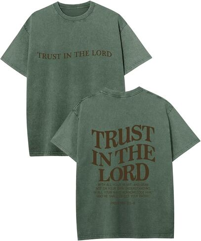 Mens Christian Shirts Trust in The Lord Shirt Jesus Religious Tees Oversized Acid Wash Graphic Tshirt in Saudi Arabia