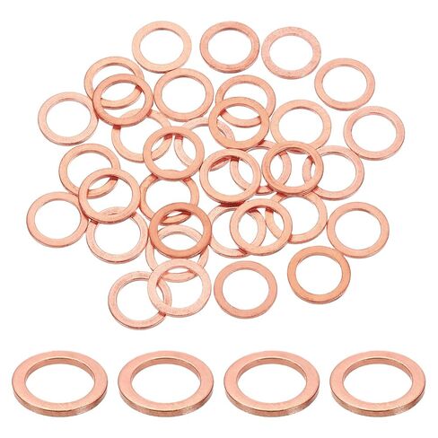 uxcell 75Pcs M14 Flat Washer Copper Washer Sealing Rings, 14mm ID 20mm OD 1.5mm Thickness Copper Crush Washers Metric Sealing Gasket for Plumbing Machinery Automotive in Saudi Arabia