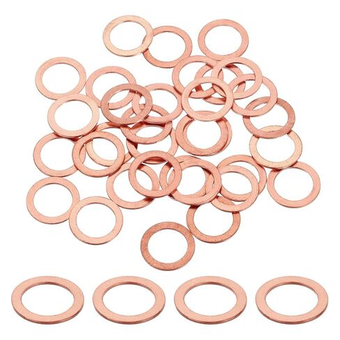 uxcell 75Pcs M14 Flat Washer Copper Washer Sealing Rings, 14mm ID 20mm OD 1.5mm Thickness Copper Crush Washers Metric Sealing Gasket for Plumbing Machinery Automotive in Saudi Arabia