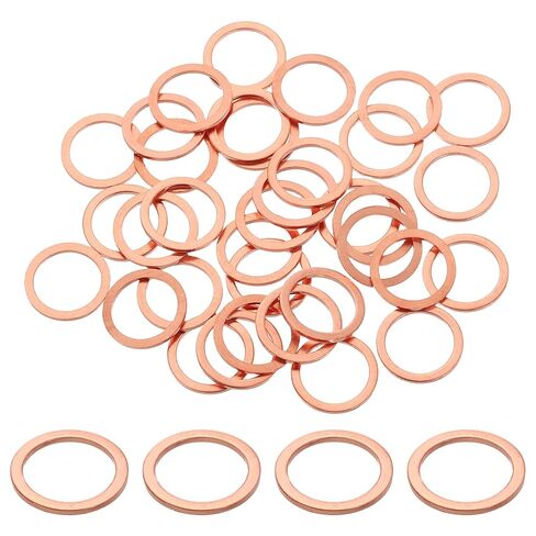 uxcell 75Pcs M14 Flat Washer Copper Washer Sealing Rings, 14mm ID 20mm OD 1.5mm Thickness Copper Crush Washers Metric Sealing Gasket for Plumbing Machinery Automotive in Saudi Arabia