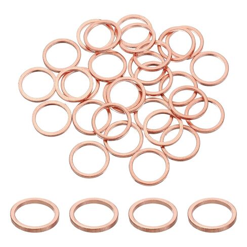 uxcell 75Pcs M14 Flat Washer Copper Washer Sealing Rings, 14mm ID 20mm OD 1.5mm Thickness Copper Crush Washers Metric Sealing Gasket for Plumbing Machinery Automotive in Saudi Arabia