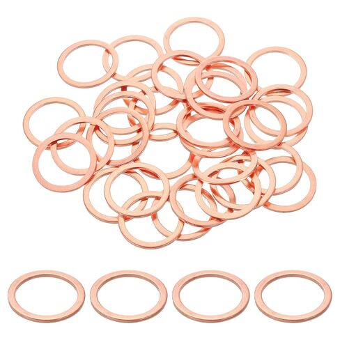 uxcell 75Pcs M14 Flat Washer Copper Washer Sealing Rings, 14mm ID 20mm OD 1.5mm Thickness Copper Crush Washers Metric Sealing Gasket for Plumbing Machinery Automotive in Saudi Arabia