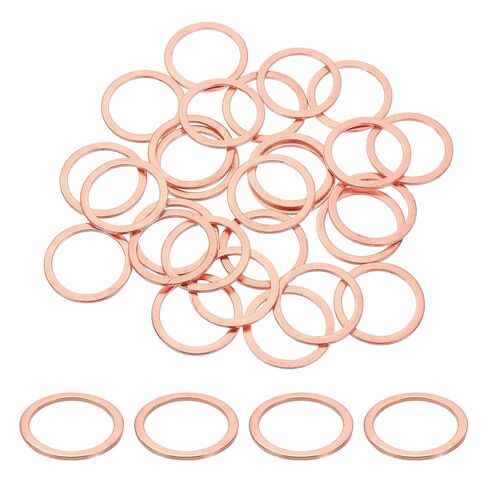 uxcell 75Pcs M14 Flat Washer Copper Washer Sealing Rings, 14mm ID 20mm OD 1.5mm Thickness Copper Crush Washers Metric Sealing Gasket for Plumbing Machinery Automotive in Saudi Arabia