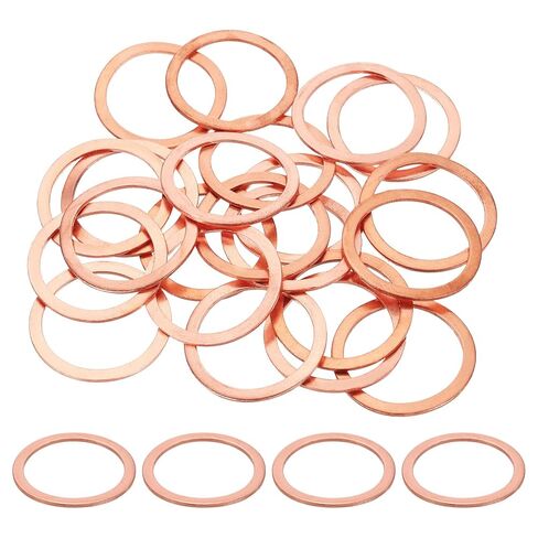 uxcell 75Pcs M14 Flat Washer Copper Washer Sealing Rings, 14mm ID 20mm OD 1.5mm Thickness Copper Crush Washers Metric Sealing Gasket for Plumbing Machinery Automotive in Saudi Arabia