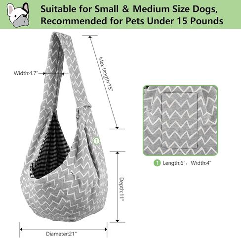 Puppy Sling Dog Carriers for Small Dogs with Adjustable Shoulder Strap and Pocket Puppy Carrier Waterproof Dog Carry Sling for Walking Subway Travel(Black) in Saudi Arabia
