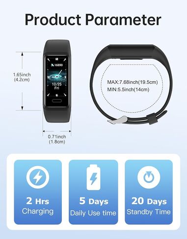 Fitness Tracker Watch, Activity Monitor with Heart Rate, Sleep Tracking, Calorie Counter, IP68 Waterproof, Pedometer in Saudi Arabia