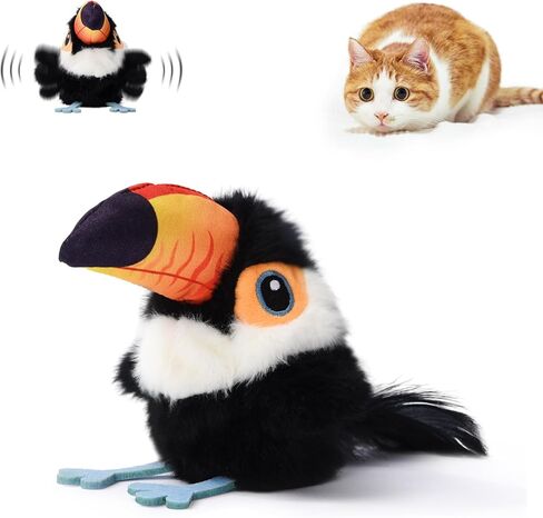 Petgravity Flapping Bird Cat Toy، لعبة Chirp Tweet Kitten النابضة بالحياة، لعبة القط المنشط باللمس القابلة لإعادة الشحن لعبة النعناع البري التفاعلية لممارسة التمارين لجميع السلالات 5.1 بوصة (رمادي) in Kuwait