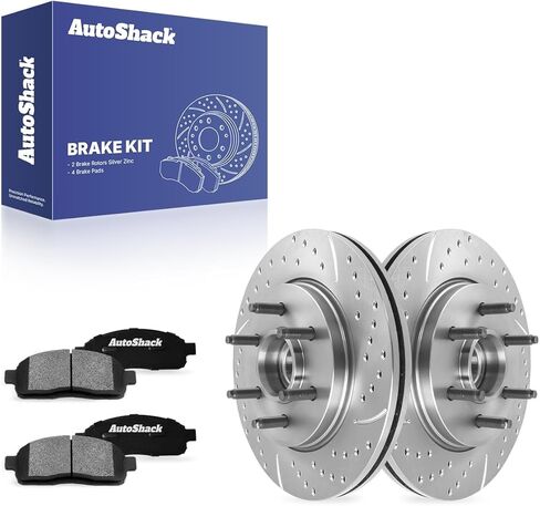 AutoShack Front Brake Kit Replacement for Lincoln Mark LT 2004-2008 Ford F-150 Drilled & Slotted Zinc Coated Disc Brake Rotors Ceramic Brakes Pads 12.98" 329.8 mm BRKPKG056346 in Saudi Arabia