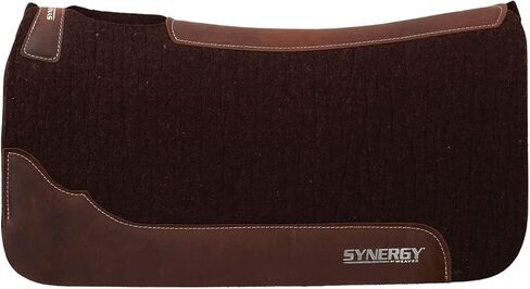 Weaver Leather Synergy Contoured Steam Pressed 100% Merino Wool Felt Performance Saddle Pad, 31" x 32" (31" L x 32" W - 3/4" Thick, Chocolate) in Saudi Arabia