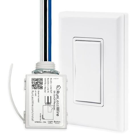 RunLessWire 20 Amp On/Off Receiver Heavy-Duty RF Relay Compatible with Self-Powered Kinetic Wireless Light Switches to Control Electrical Circuit Remotely Easy DIY Install 100-277VAC, Indoor Use in Saudi Arabia