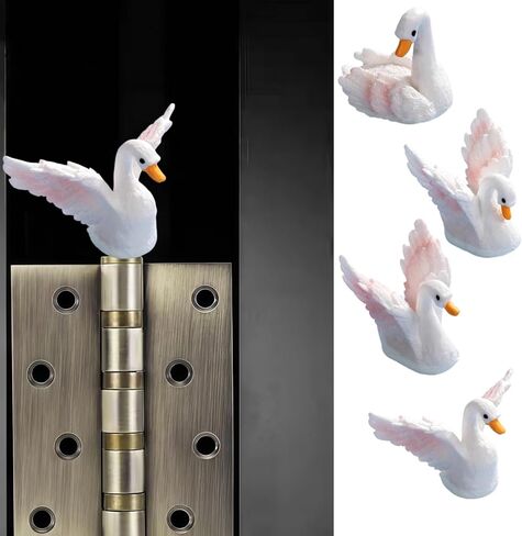 Cute Mini Creative White Swan, Duck Hinge Heads Decorative Topper Set 4PCS, Home Decoration,Magnetic Hinge Head Toppers Door Hinge in Saudi Arabia