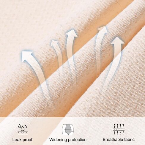Women's Incontinence Underwear Washable 3 Pack，Breathable Cotton Leak Proof Underwear,Night Leak Proof (Grey/Pink/Beige, X-Large-Waist: 25.9''- 40.1'') in Saudi Arabia