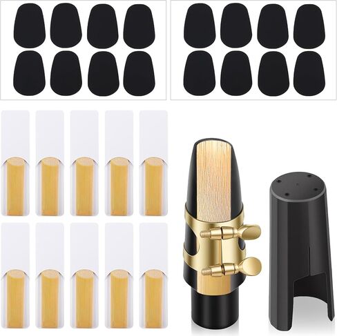Sibba Tenor Sax Mouthpiece Kit with 10 Reeds & 16 Pads Complete Professional Saxophone Accessories Set for Beginners and Players Black Silicone Mouthpiece Cushions Pads Fit for Tenor Sax Parts in Saudi Arabia