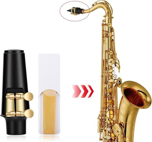 Sibba Tenor Sax Mouthpiece Kit with 10 Reeds & 16 Pads Complete Professional Saxophone Accessories Set for Beginners and Players Black Silicone Mouthpiece Cushions Pads Fit for Tenor Sax Parts in Saudi Arabia