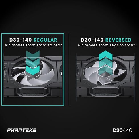 Phanteks D30-140 DRGB PWM Fan, Premium D-RGB Performance Fan, ARGB/DRGB Lighting, Daisy-Chain Fan Linking System (Black) in Saudi Arabia