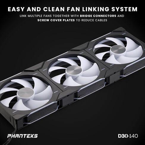 Phanteks D30-140 DRGB PWM Fan, Premium D-RGB Performance Fan, ARGB/DRGB Lighting, Daisy-Chain Fan Linking System (Black) in Saudi Arabia