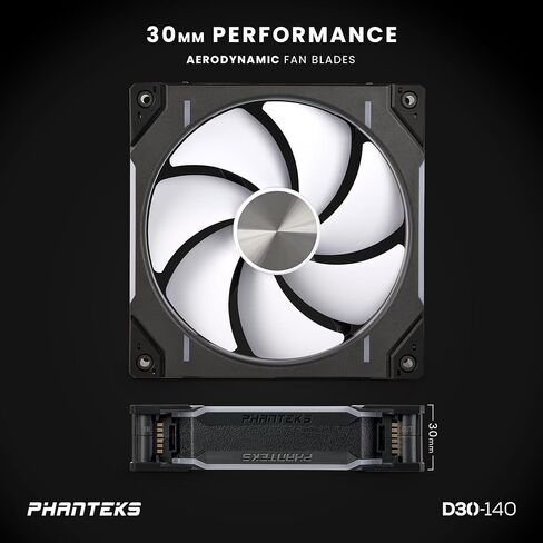 Phanteks D30-140 DRGB PWM Fan, Premium D-RGB Performance Fan, ARGB/DRGB Lighting, Daisy-Chain Fan Linking System (Black) in Saudi Arabia