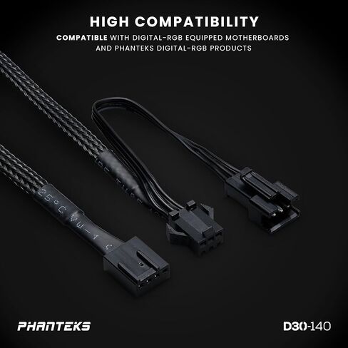 Phanteks D30-140 DRGB PWM Fan, Premium D-RGB Performance Fan, ARGB/DRGB Lighting, Daisy-Chain Fan Linking System (Black) in Saudi Arabia