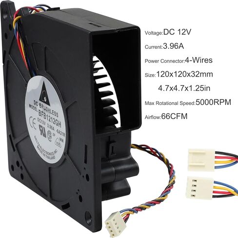 BFB1212GH مروحة تبريد 120 × 120 × 32 مم 12 فولت 3.96 أمبير 5000 دورة في الدقيقة 66CFM 4 أسلاك، BFB1212GH-6A21R 12 سم 12032 مروحة تبريد in Kuwait