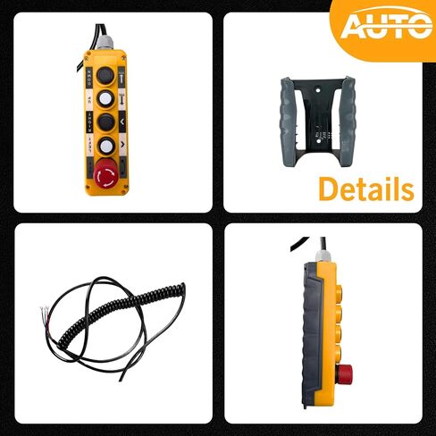 Waterproof Industrial 5 Button Rotary Button Electric Hoist Crane Pushbutton Switches with Box Holder with 15in Connecting Cable Up Down Driving Push Button Switch Control in Saudi Arabia