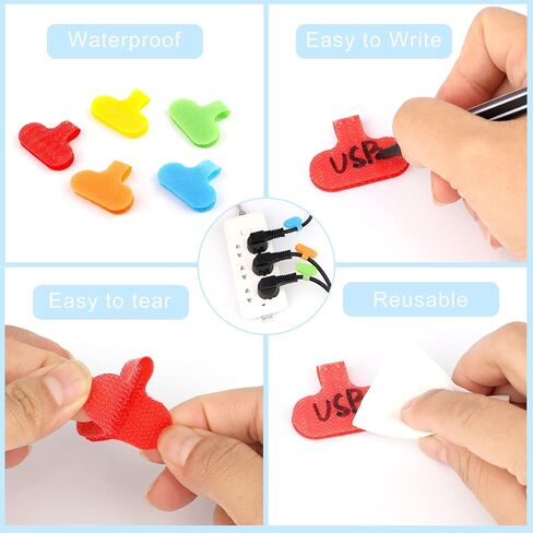 50pcs Wire Labels Electrical, Writable Reusable Nylon Cable Label Tags Cord Label Write on Wire Markers for Cable Wires Management and Identification (5 Colors) in Saudi Arabia