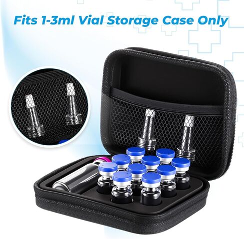 Qunclay Peptide Case Vial Storage 10 x 3ml + BAC & Case Holds Vials Water BAC Peptide GLP1, EVA Material, Portable Travel Storage Box Fridge Freezer Travel, with Mesh Pocket in Saudi Arabia