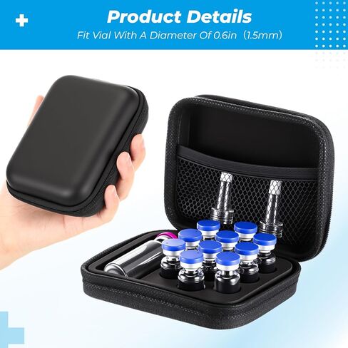 Qunclay Peptide Case Vial Storage 10 x 3ml + BAC & Case Holds Vials Water BAC Peptide GLP1, EVA Material, Portable Travel Storage Box Fridge Freezer Travel, with Mesh Pocket in Saudi Arabia