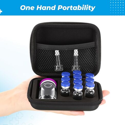 Qunclay Peptide Case Vial Storage 10 x 3ml + BAC & Case Holds Vials Water BAC Peptide GLP1, EVA Material, Portable Travel Storage Box Fridge Freezer Travel, with Mesh Pocket in Saudi Arabia